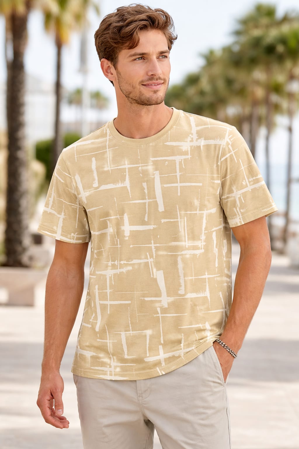 Elvrins Sand Grid T-Shirt