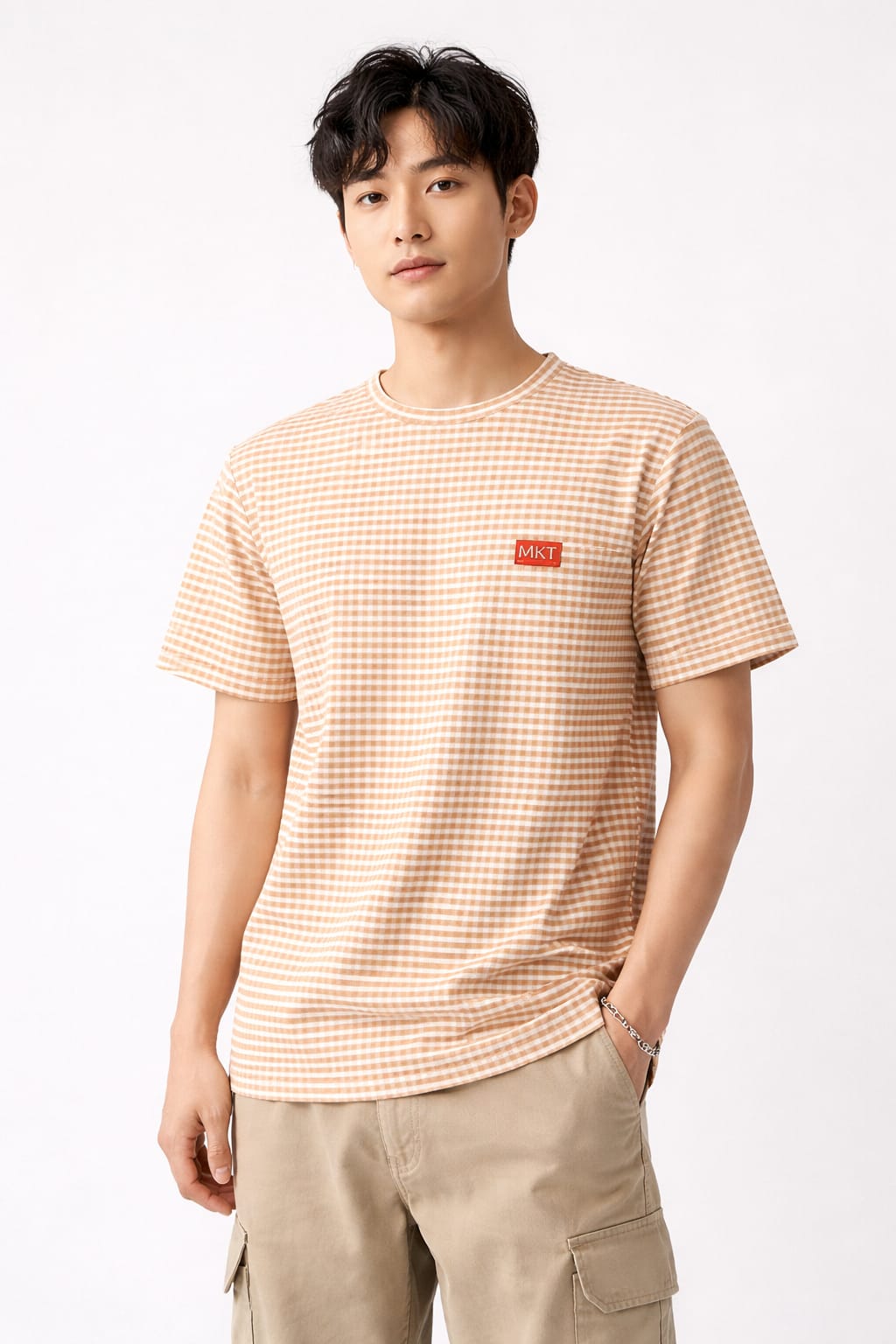 MKT Beige Check Essential T-Shirt